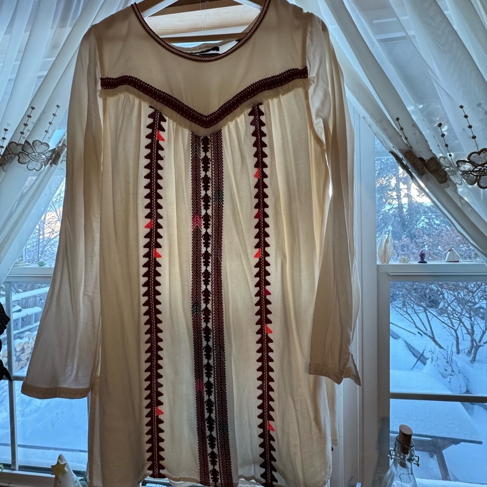 Bohemian Embroidered Long Sleeve Dress